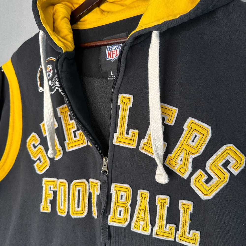 NFL Pittsburgh Steelers Football Black Full Zip Hoodie Mens Large‎ - Picture 10 of 16